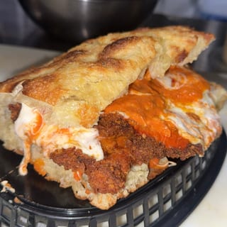Chicken Vodka Parm on Focaccia