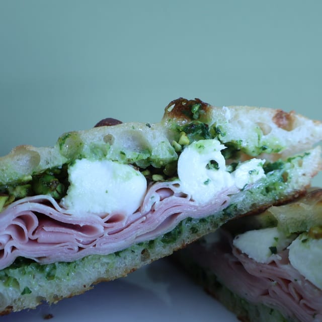 Mortadella, Burrata & Pistachio.